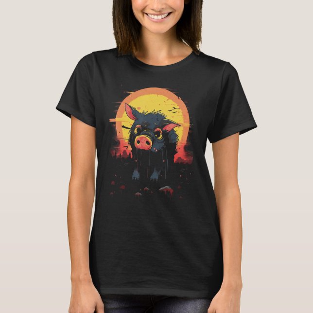Camisetas Gráficas de Estilo Retro de Suínos para  (Frente)