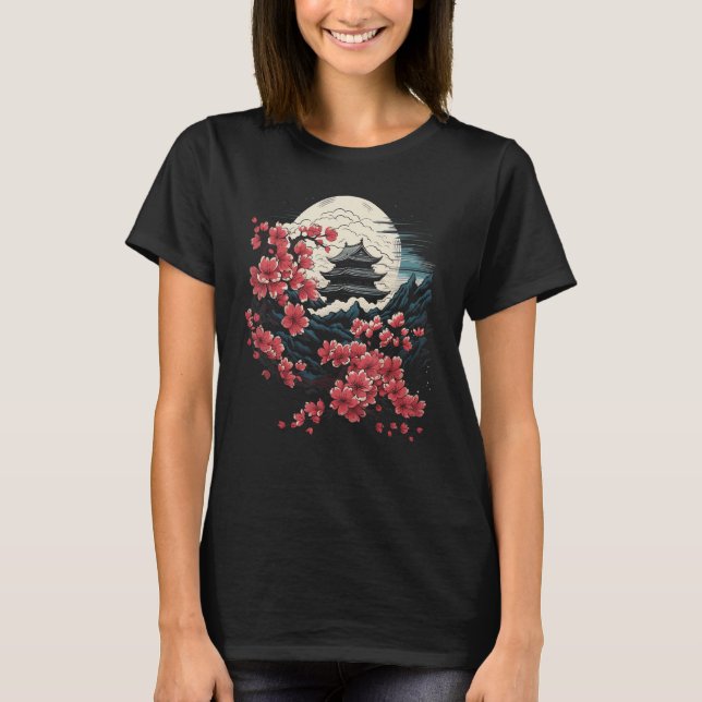 Camisetas Gráficas de Flores de Arte Japonesa (Frente)