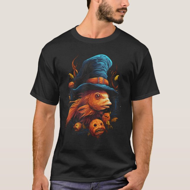 Camisetas Gráficas de Halloween de Peixe Beta para (Frente)