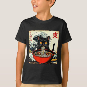 Camisetas Gráficas Divertidas de Anime Gato Ramen