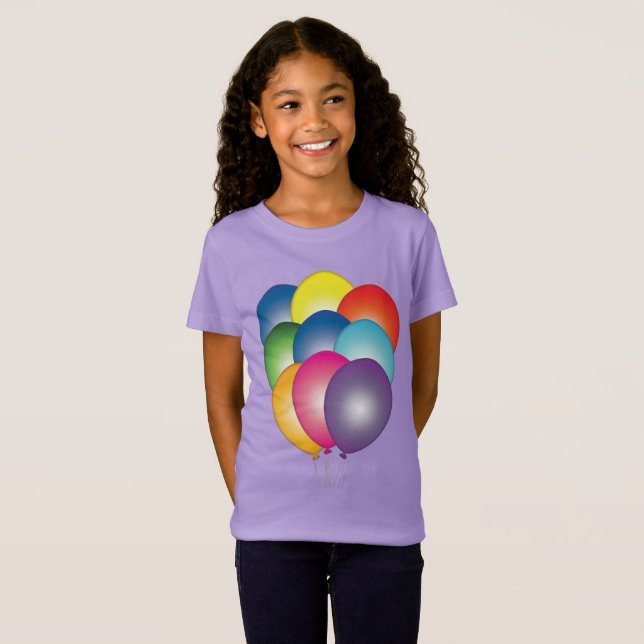 Camisetas Gráficos de Balões Flutuantes Multicolor (Frente Completa)