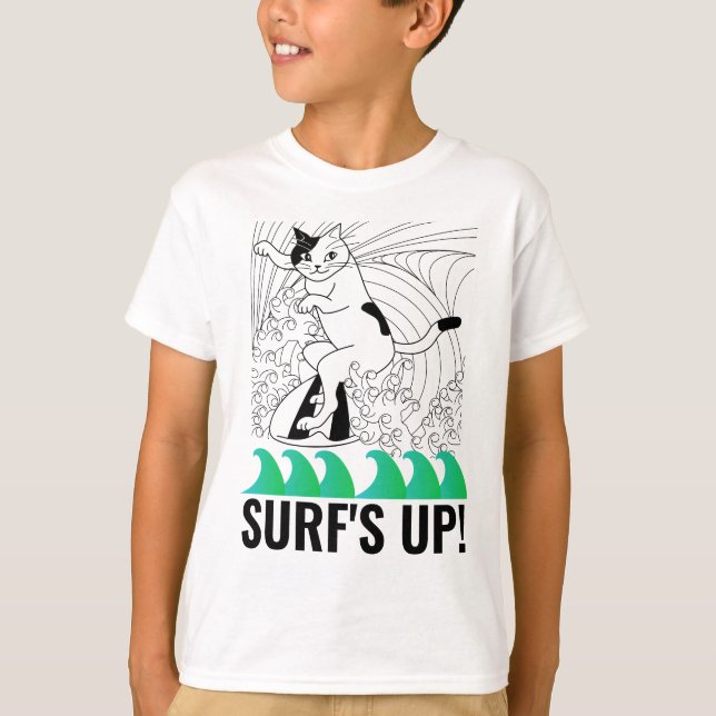 Camisetas infantis de SURFING SURFBOARD CAT (Frente)