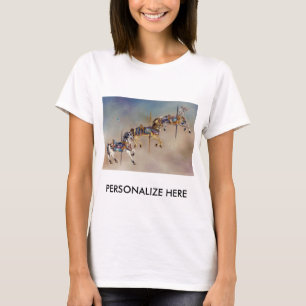 Camisetas leves femininas - Três Cavalos de Carros