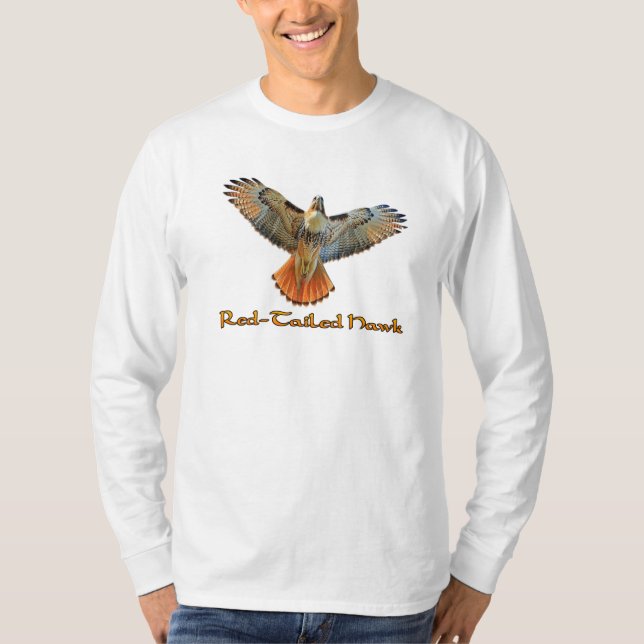 Camisetas Longas do Falcão-de-cauda-vermelha (Frente)