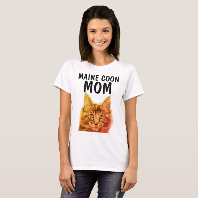 Camisetas MÃE MOM-COON-CAT-MAINE (Frente Completa)