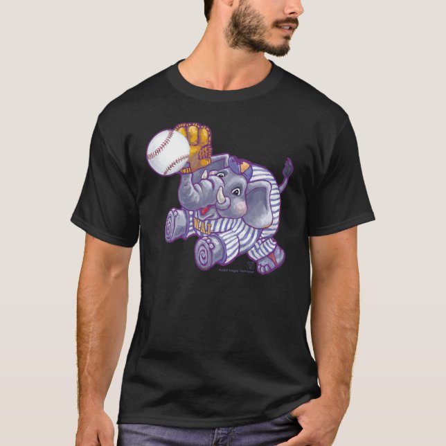 Camisetas masculinas de elefante de beisebol (Frente)