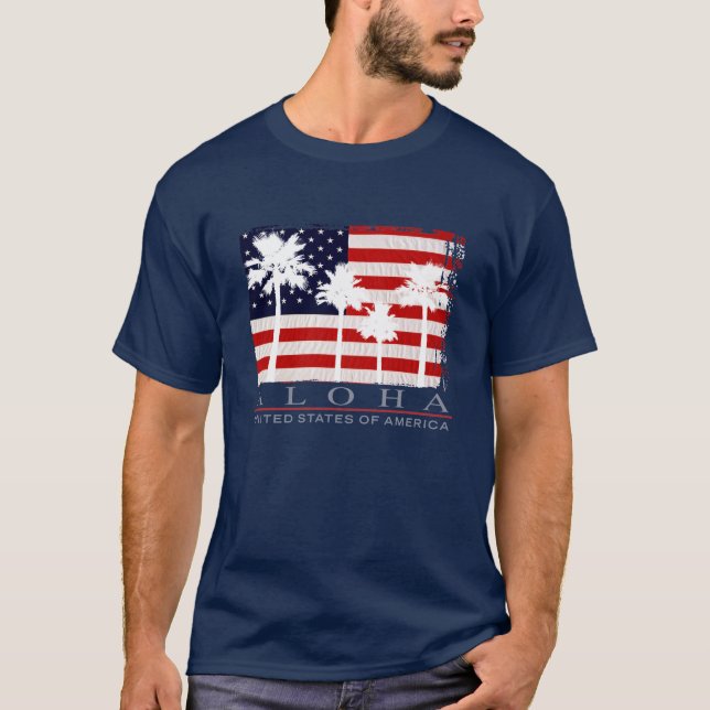 Camisetas masculinas dos EUA da bandeira da palma (Frente)