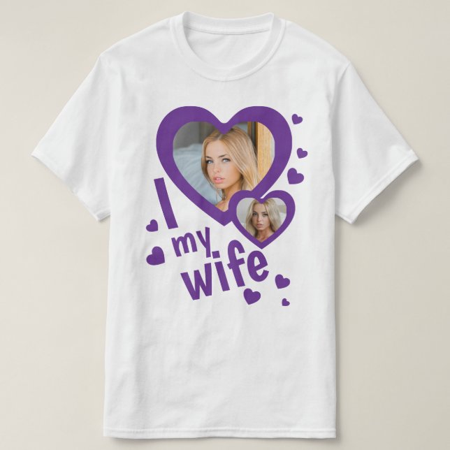 Camisetas masculinas roxas personalizadas Eu amo m (Frente do Design)