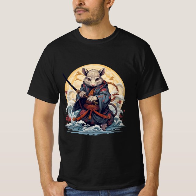 Camisetas masculinas Samurai Rat (Frente)