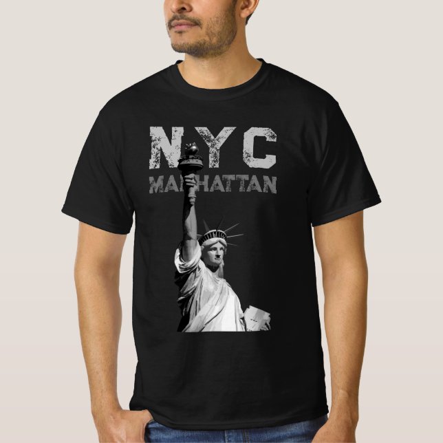 Camisetas Modernas Nyc Manhattan Liberty Estátua (Frente)