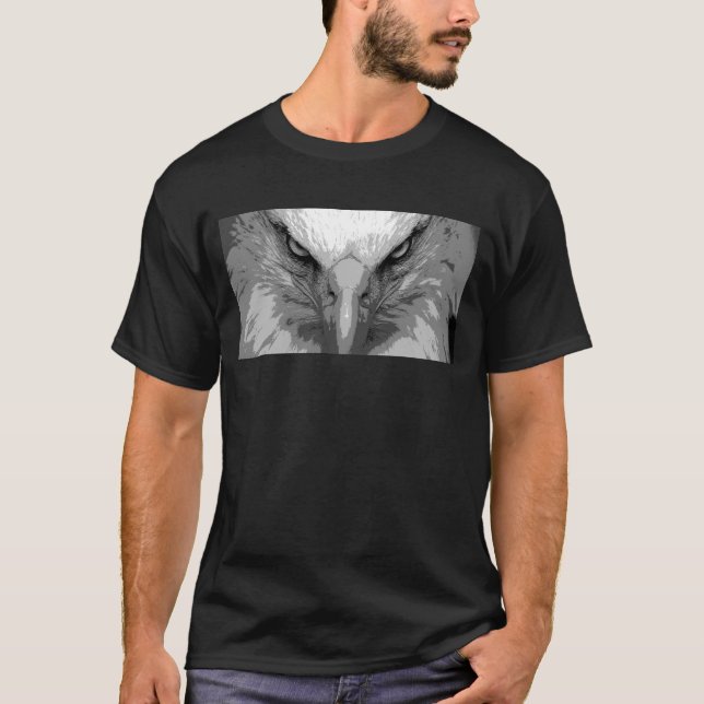 Camisetas Negra Águia Animal Face Modelo Moderna (Frente)