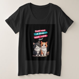 Camisetas Negras Meninas/Mulheres, design de Gato.