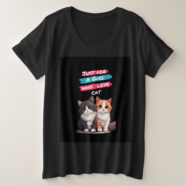 Camisetas Negras Meninas/Mulheres, design de Gato. (Frente do Design)