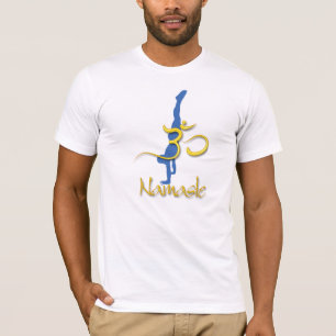 Camisetas om namaste pose de yoga invertido