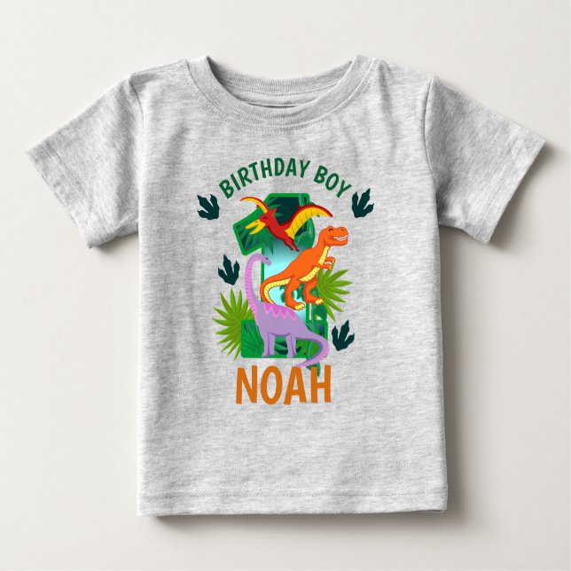 Camisetas para crianças de um ano com dinossauros (Frente)
