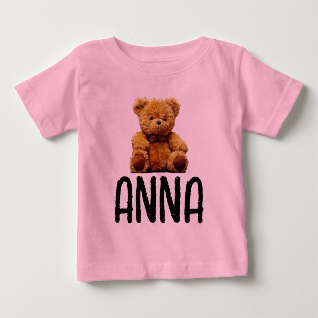 CAMISETAS PARA MENINAS BEBÉS - URSO DE PELÚCIA & N (Frente)