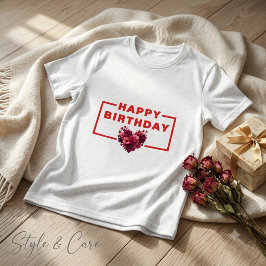 Camisetas para meninos com gráfico de coração flor