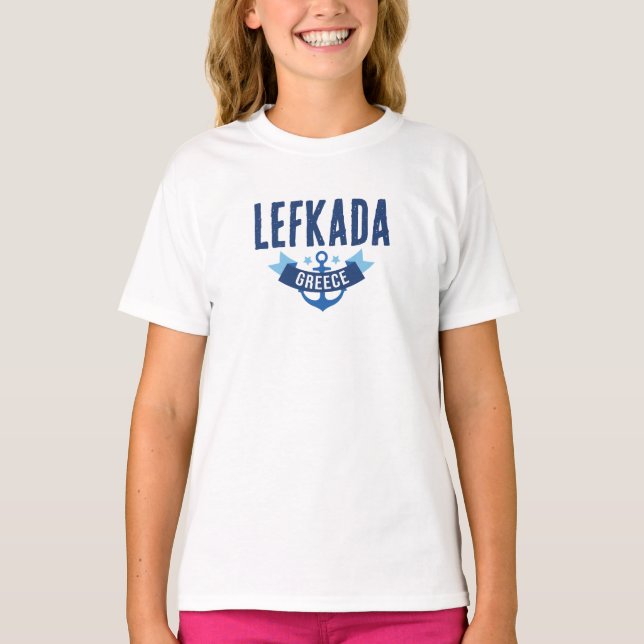 Camisetas para raparigas da Grécia Lefkada (Frente)