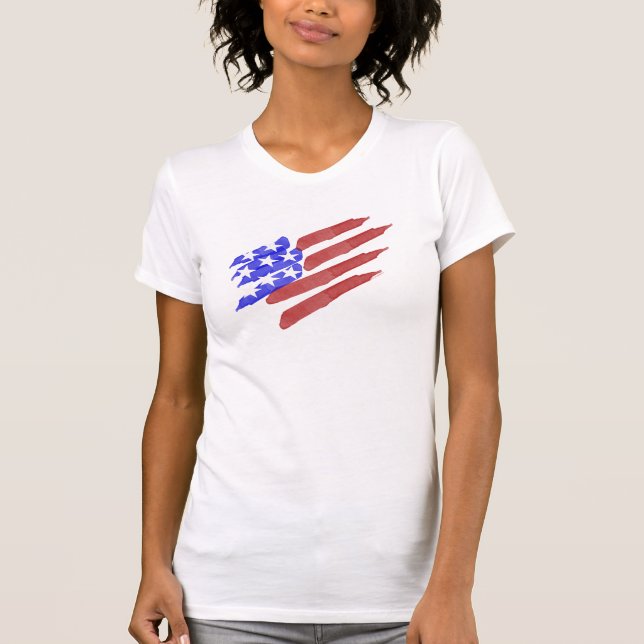 Camisetas Patrióticas de Bandeira Americana de Aqu (Frente)
