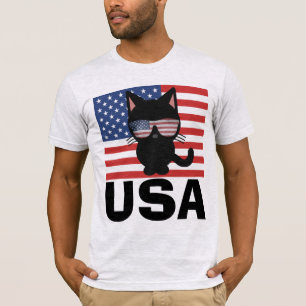 CAMISETAS PATRIÓTICAS DE GATO PARA HOMENS
