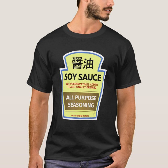 Camisetas Preguiçosas de Molho de Soja Garrafa (Frente)