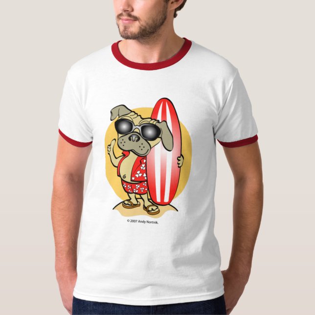 Camisetas Pug Retro Surfin (Frente)