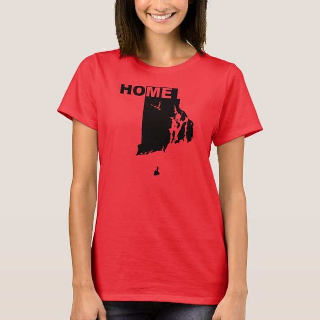 Camisetas Rhode Island Lar Longe do Estado (Frente)