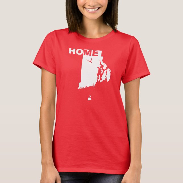 Camisetas Rhode Island Lar Longe do Estado (Frente)