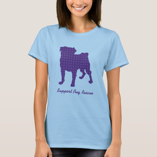 Camisetas roxas de Puggy do salvamento do Pug do (Frente)