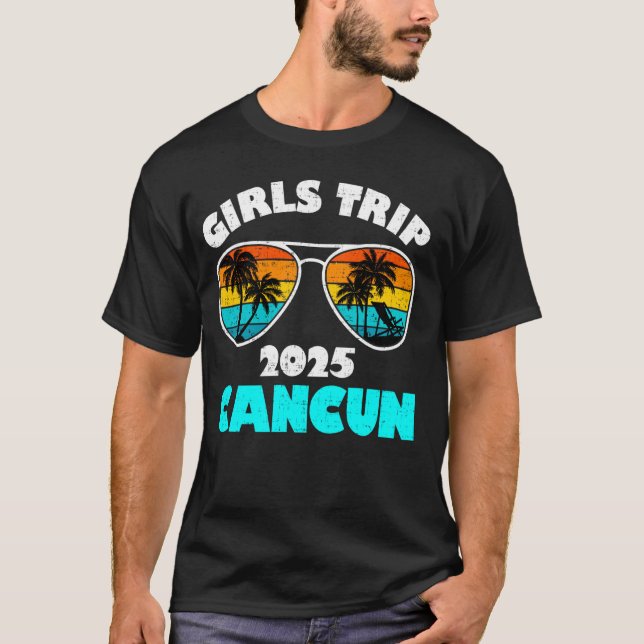Camisetas Viagem de Meninas Cancun 2025 Fim de Sem (Frente)