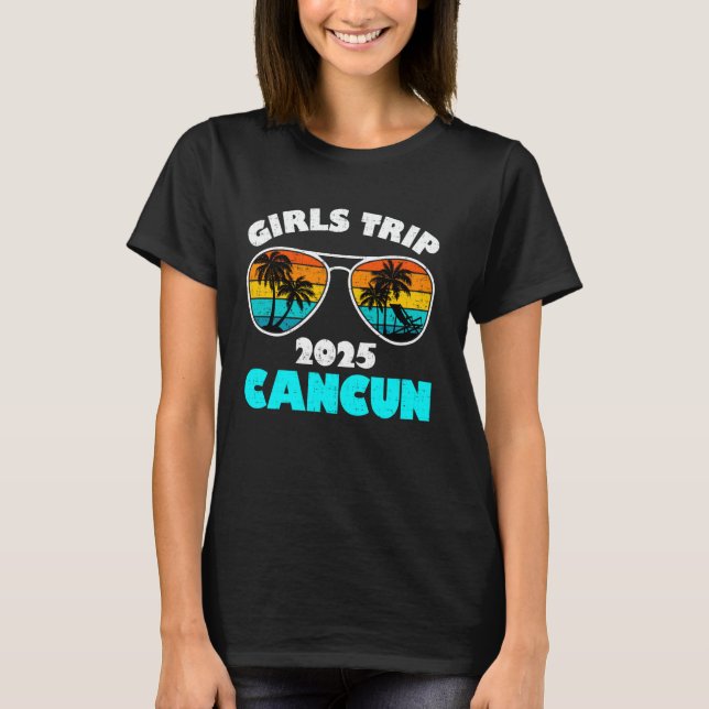 Camisetas Viagem de Meninas Cancun 2025 Fim de Sem (Frente)