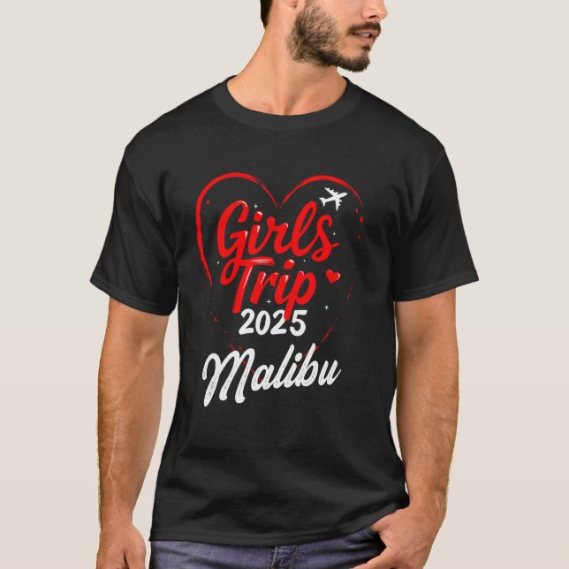 Camisetas Viagem de Meninas Malibu 2025 Fim de Sem (Frente)