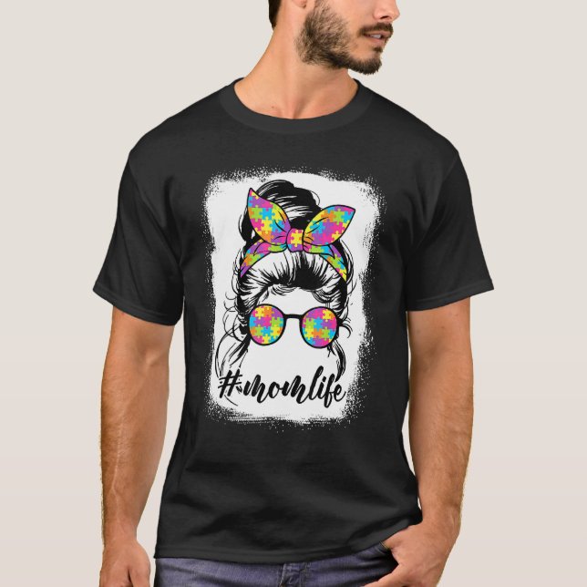 Camisetas Vida de Mãe Autista Mulheres Conscientiz (Frente)