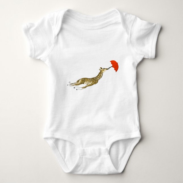 Camisetas Whimsical Giraffe Red Umbrella (Frente)