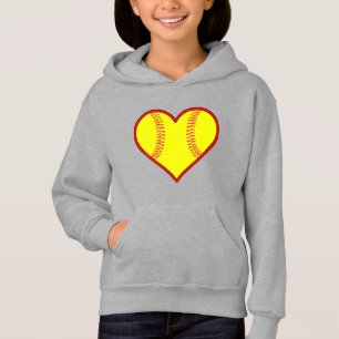 Camisola bonito do Hoodie do coração do softball