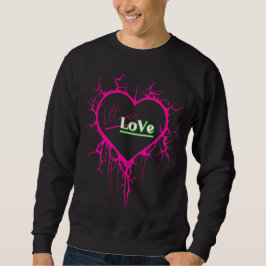 Camisola de Moletom com Design de Coração Rosa da
