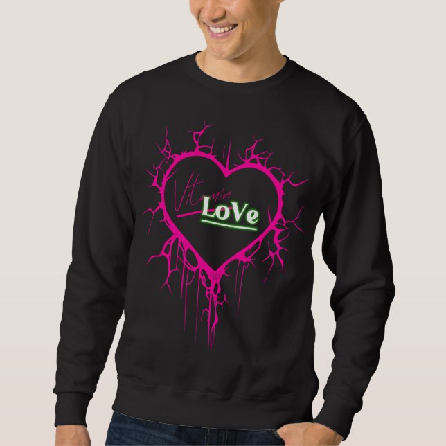 Camisola de Moletom com Design de Coração Rosa da  (Frente)