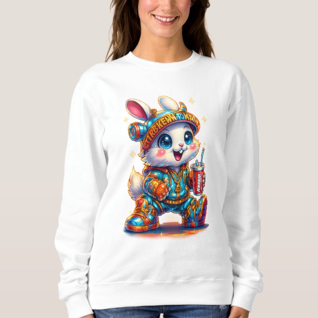 Camisola de Moletom Energetic Cyber Bunny – Neon C (Frente)
