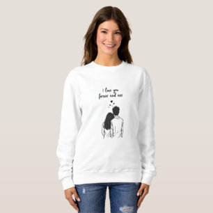 Camisola de Moletom Line Art Eu Te Amo Para Sempre