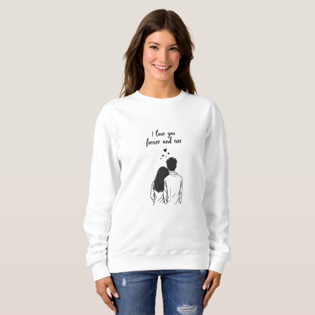 Camisola de Moletom Line Art Eu Te Amo Para Sempre (Frente Completa)