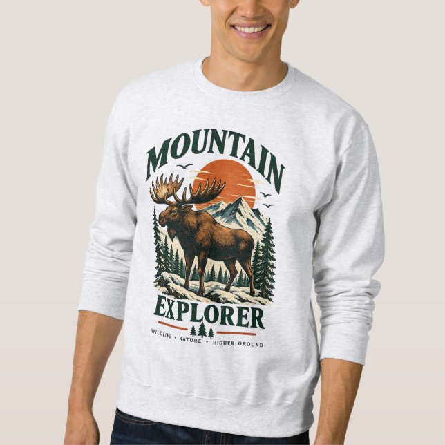 Camisola de moletom Mountain Explorer Vintage Moos (Frente)