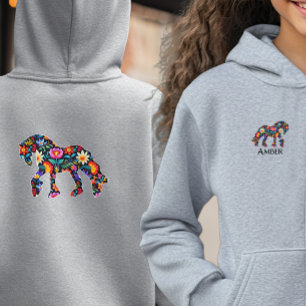 Camisola-doce, com capuz, de cavalaria floral