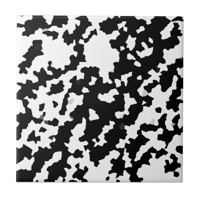 Camo Abstrato Mosaico Preto e Branco Irregular (Frente)