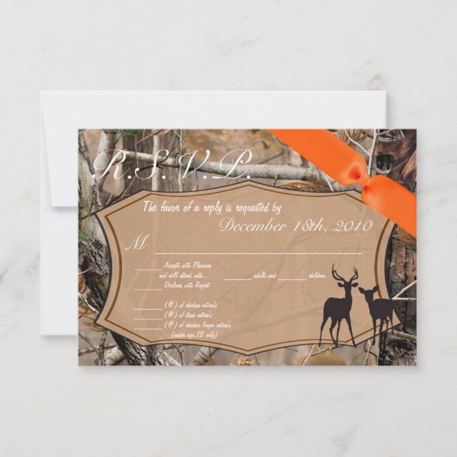 Camo Camoflauge Deer, caçadores de cartões R.S.V.P (Frente)