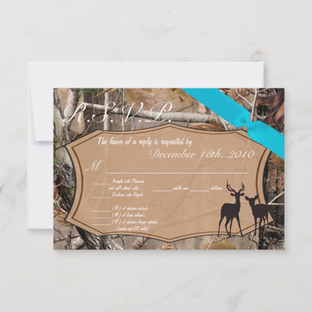 Camo Camoflauge Deer, caçadores de cartões R.S.V.P (Frente)