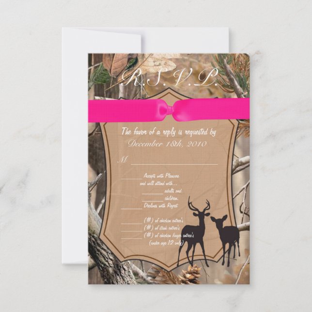 Camo Camoflauge Deer, caçadores de cartões R.S.V.P (Frente)