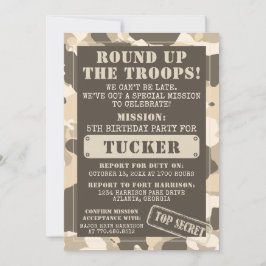 Camo Convite de aniversário, Exército, Missão