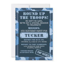 Camo Convite de aniversário, Exército, Missão