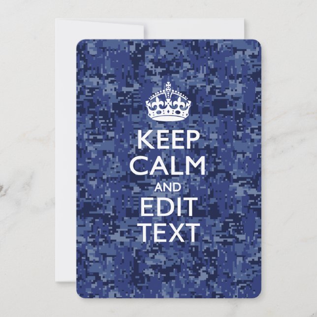Camo digital azul MANTÉM CALMO E Editar Texto (Frente)