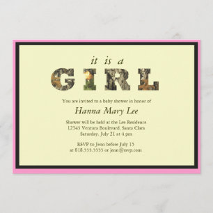 Camo é um convite do chá de fraldas da menina